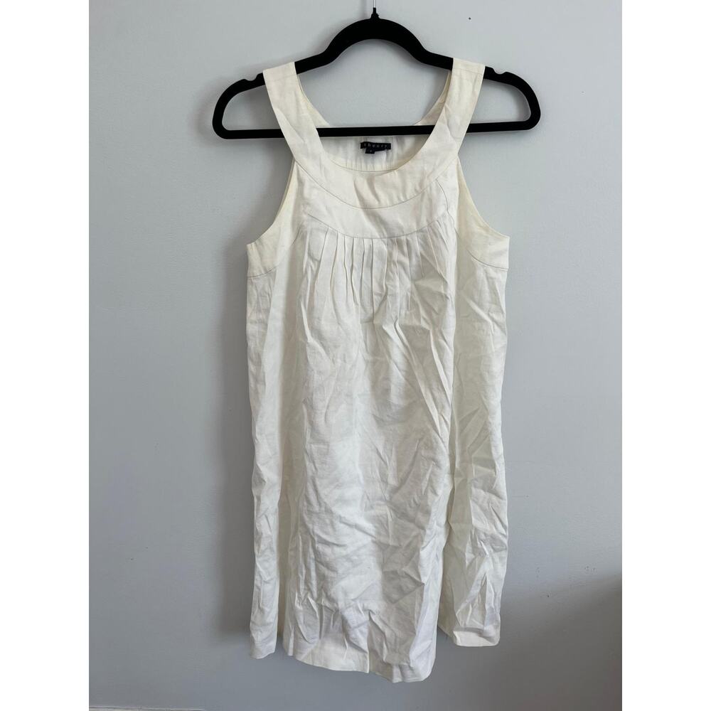 Theory Sleeveless Mini Dress Women Size‎ 2 White Linen Blend Summer